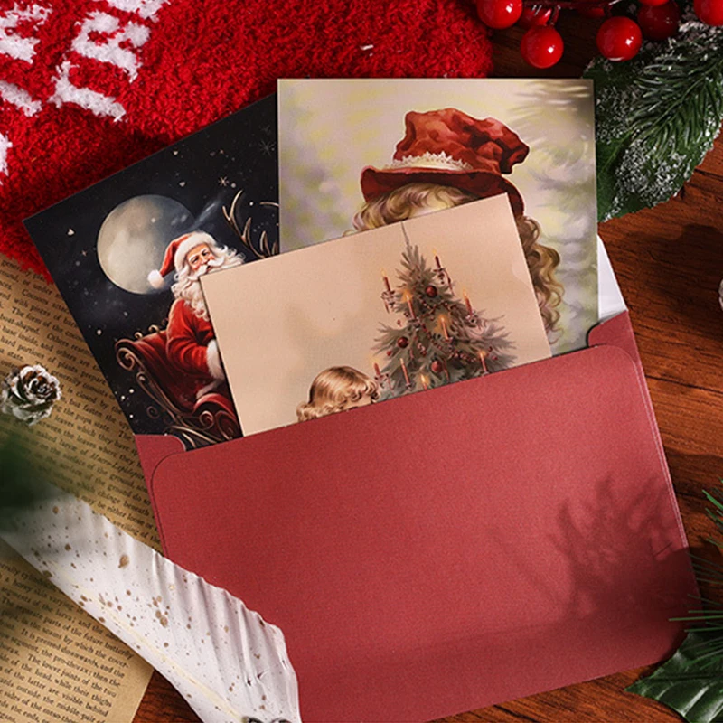 1 Juego de tarjetas de adornos navideños, ilustraciones navideñas, invitación de Festival, accesorios de decoración de ambiente para fiesta de Navidad TMZ - imagen 2