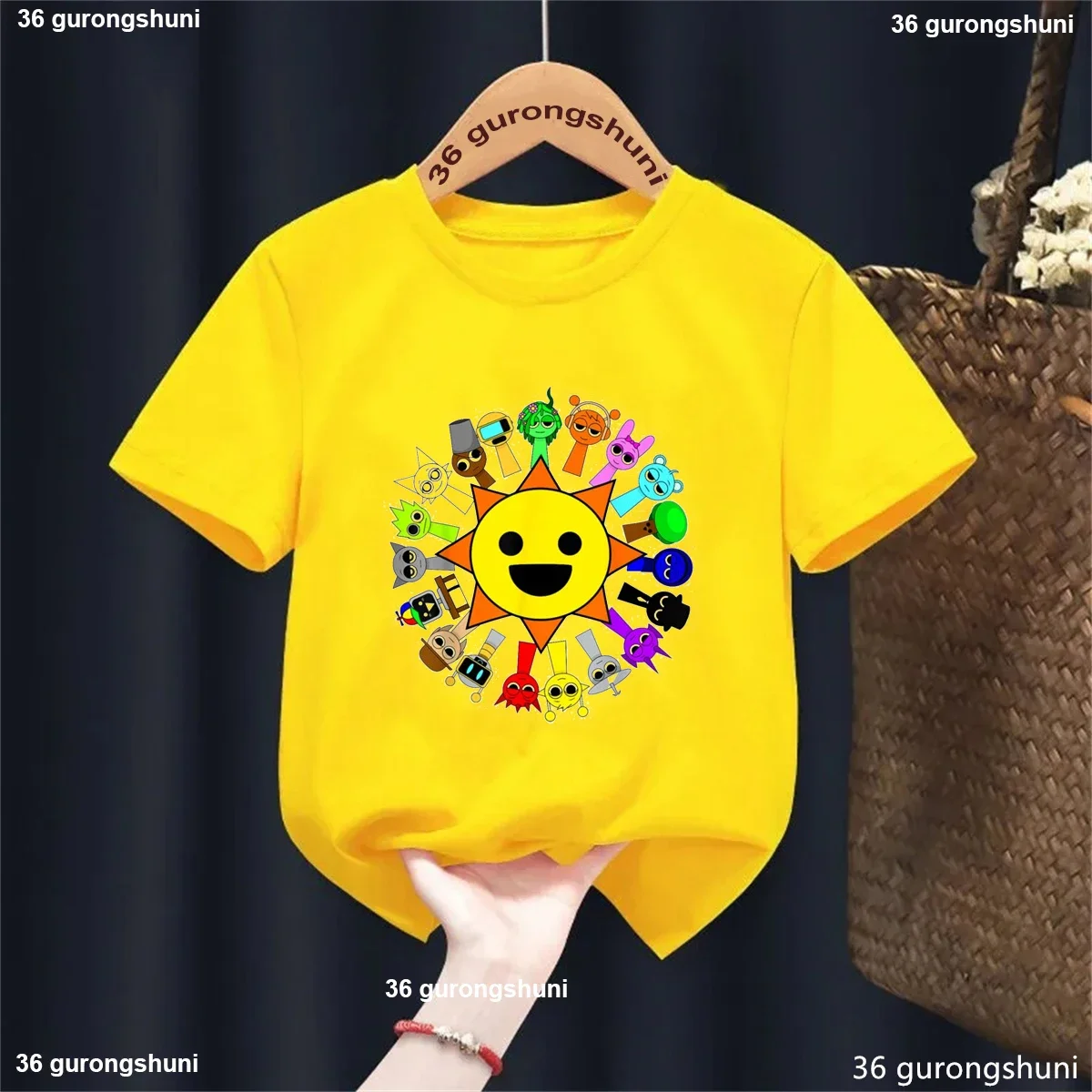 2025 Sun Sprunki Camiseta estampada niñas/niños Kawaii ropa para niños juego de música amante camiseta Harajuku camisa verano camiseta sólida - imagen 5