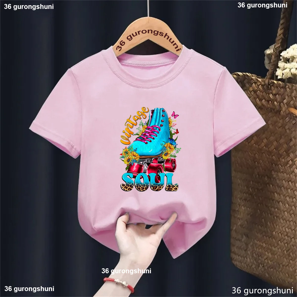 Camiseta con estampado con dibujo de Let'S Roll Girl, ropa para niños con alma de patinaje sobre ruedas para niñas, camiseta divertida Harajuku Kawaii para niños - imagen 5