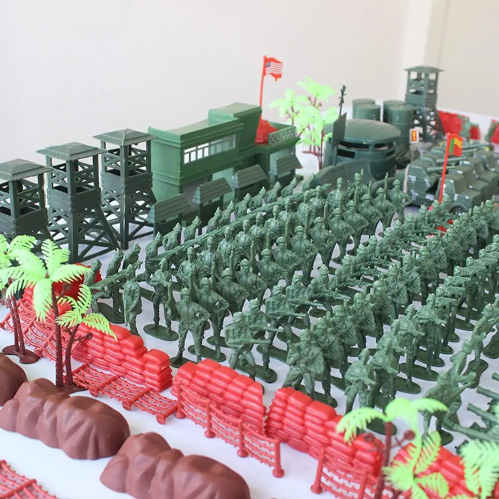 Juego de accesorios de escena militar para niños, Base del ejército alemán, alambre de púas, bloque de construcción, valla de aislamiento, red, piezas de puerta, MOC, Juguetes - imagen 2