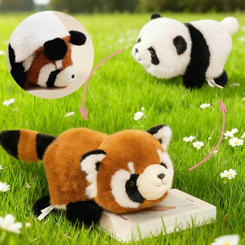25/40CM Flip-up mapache Panda dinosaurio Koala muñecas se transforman en diversión decoración del hogar animales juguetes de peluche para niños regalos para adultos