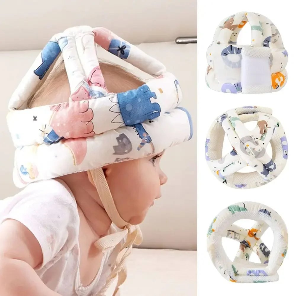 Casco de seguridad para aprender a caminar de 5 a 36M, almohadilla anticaída suave y ajustable para niños pequeños, gorro de protección para la cabeza de dibujos animados para niños pequeños - imagen 4