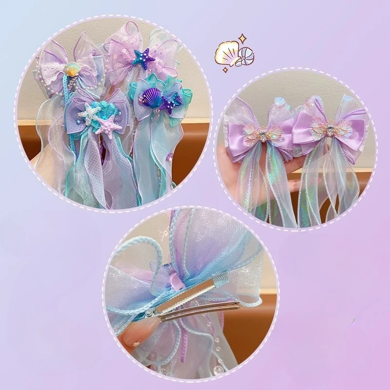 Pinza para el pelo sirena con lazo y malla de hadas - imagen 3