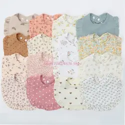 Baberos de algodón con patrón floral para bebé – Absorbentes