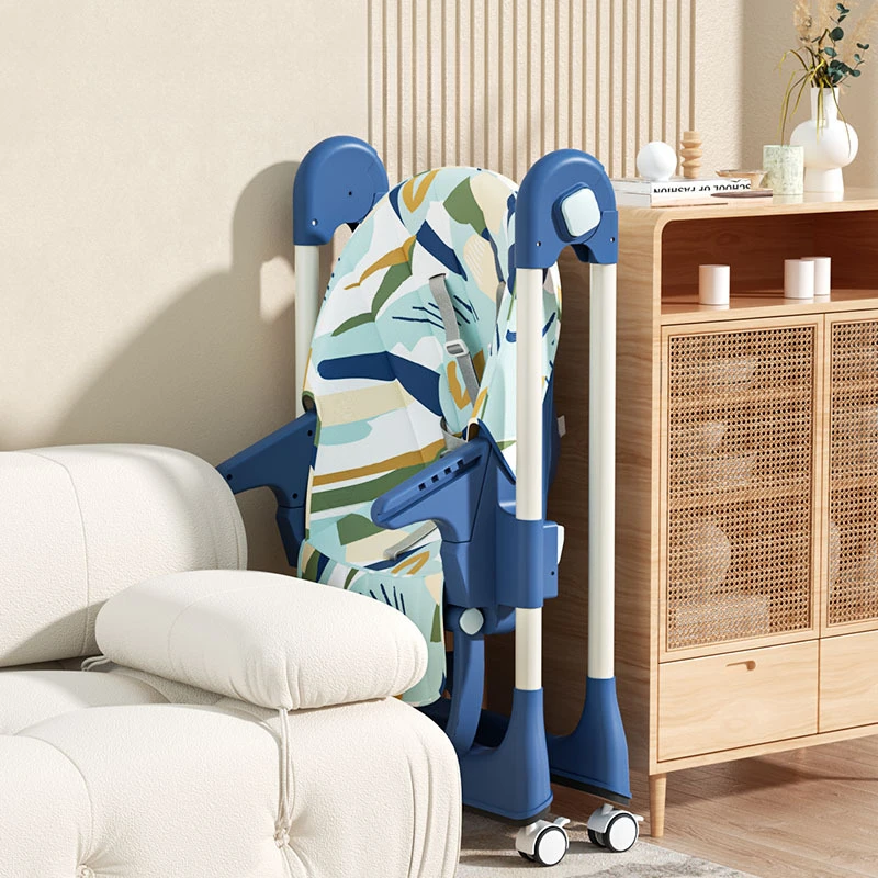 Silla plegable de tubo de acero ajustable en altura, trona portátil antimedias con estructura reforzada, asiento de comedor convertible para bebé - imagen 3