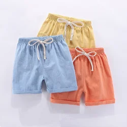 Pantalones cortos niño verano algodón y lino cintura elástica holgados