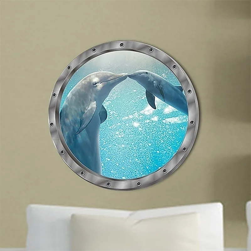 Calcomanías de Pvc para baño, pegatinas de pared de peces subacuáticos, impermeables, tortuga delfín Capybara, decoración de lavadora - imagen 4