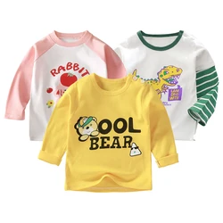 Camisas de manga larga para niños, camisetas cómodas y suaves para primavera y otoño, ropa escolar informal de conejito de dinosaurio de dibujos animados, sudadera para niños y niñas