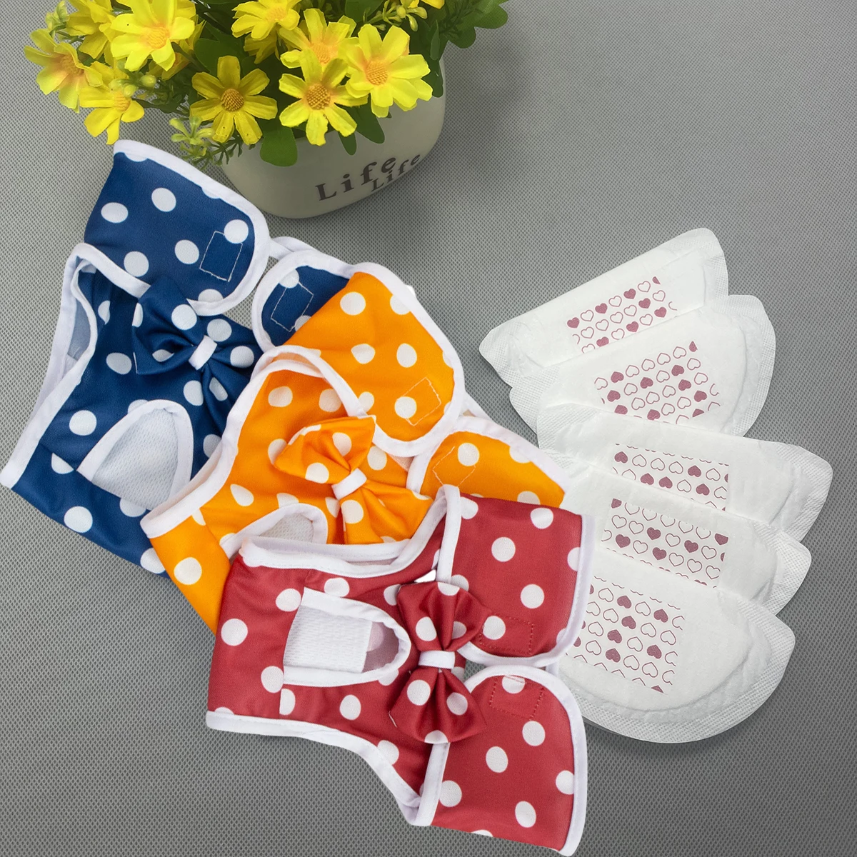 Pañales reutilizables lavables para el período del perro femenino, pañales para cachorros, 1 Uds. De ropa interior y 5 uds. De almohadillas para el período