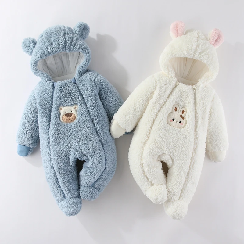 Mono de invierno para niña recién nacida, ropa gruesa para la nieve, mono infantil cálido de algodón, chaqueta pelele suave para bebé de 0 a 12 meses