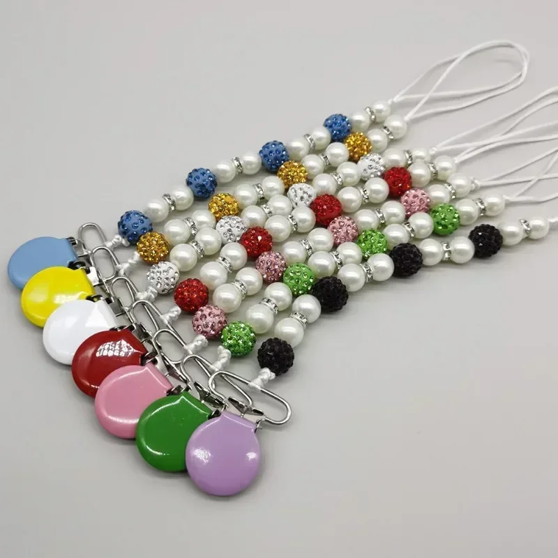 Clip para chupete de bebé, purpurina brillante, Retro, cristal europeo, princesa, niño, niña, Clip para pezones, cadena, accesorios para bebé - imagen 4