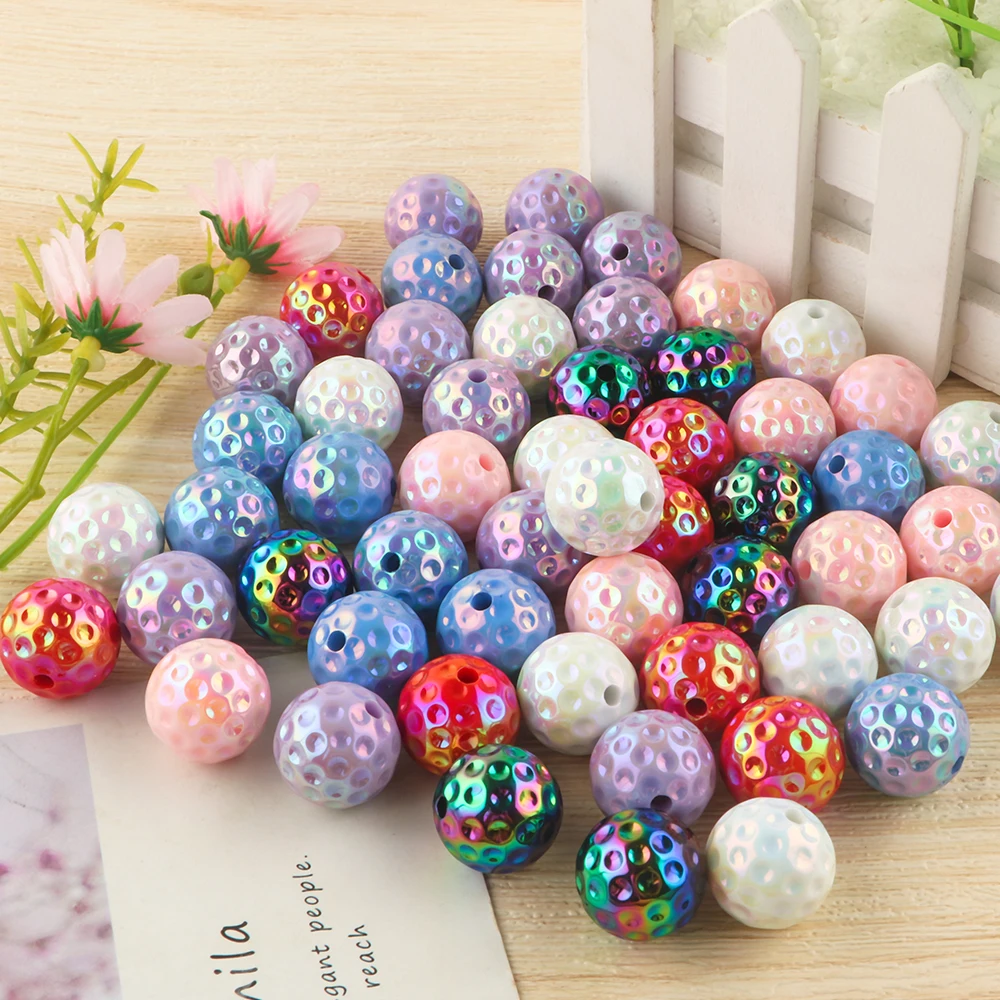12 Uds. De cuentas redondas acrílicas cóncavas iridiscentes de 15/20mm para fabricación de joyería, pulseras, collares, pendientes, accesorios hechos a mano - imagen 4