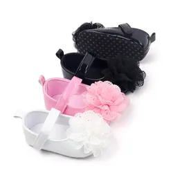 Zapatos planos para bebé - Princesa con flores y suela suave PU