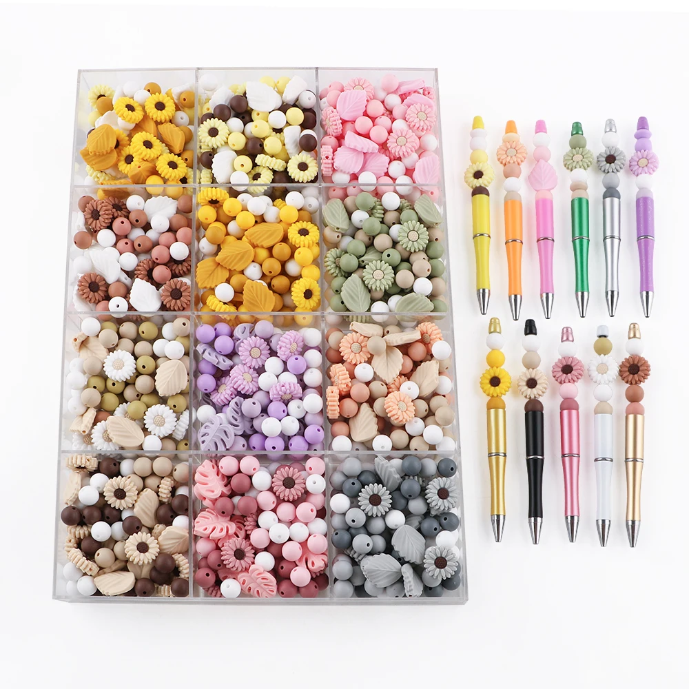 40 unids/lote nueva Margarita/hoja/15mm juego de cuentas de silicona para fabricación de joyería DIY pulseras collares pendientes pluma Etc accesorios hechos a mano - imagen 3