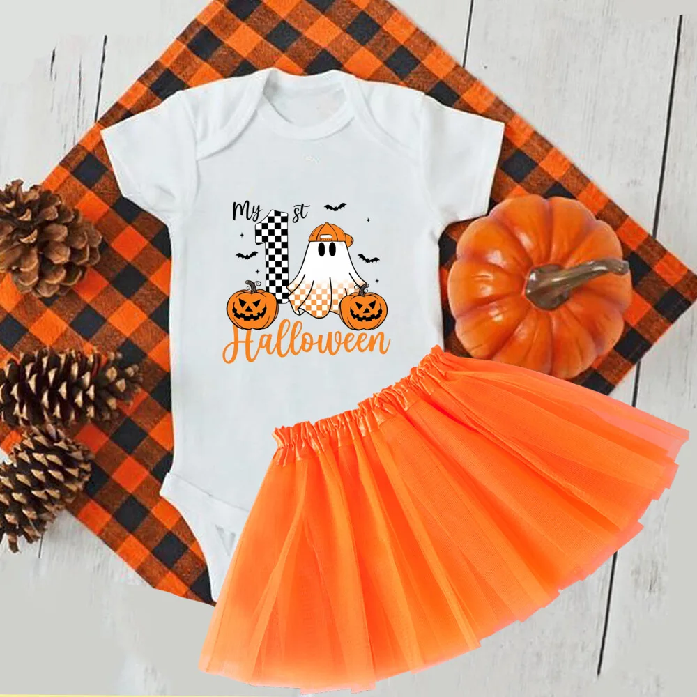 Es mi primer cumpleaños, trajes de Halloween para niñas, pelele de 1er Halloween para bebés + vestido tutú, conjunto de 2 uds, disfraz de Halloween - imagen 4