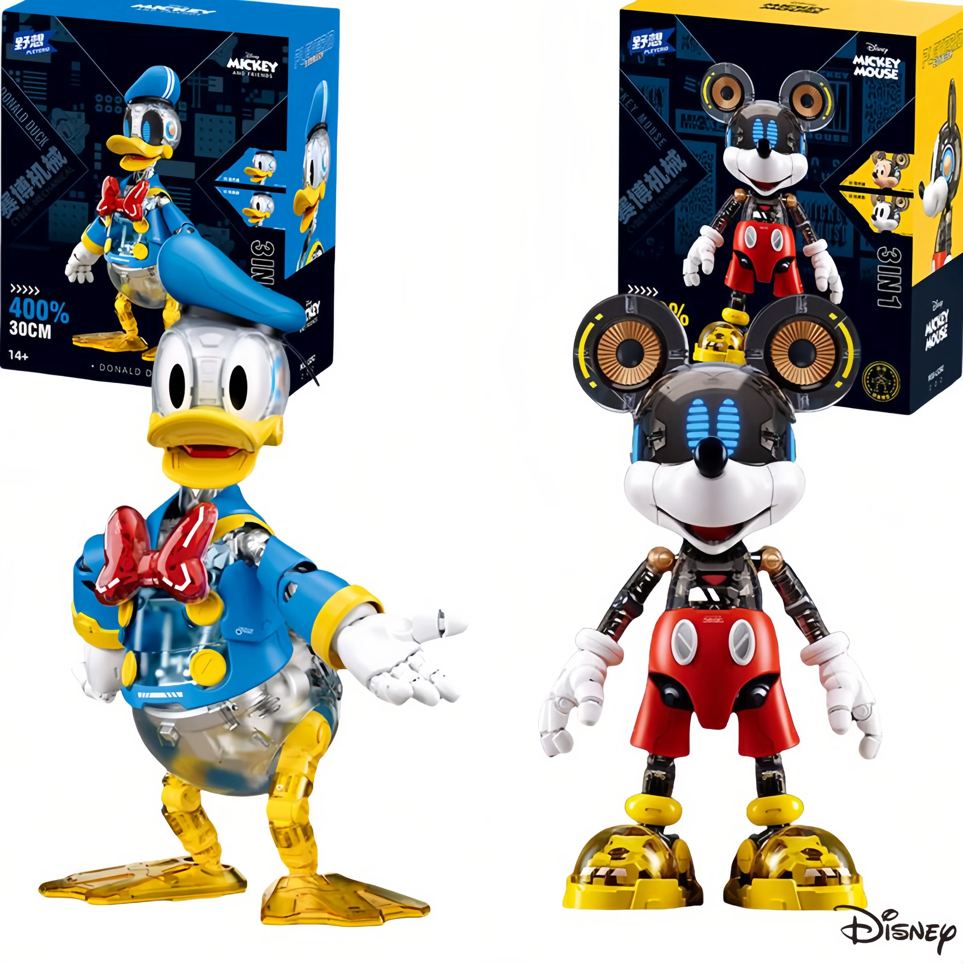 Disney Cyber Mickey Donald pato armadura montaje modelo figura de acción decoración de escritorio de moda dibujos animados Anime jugar regalo de vacaciones