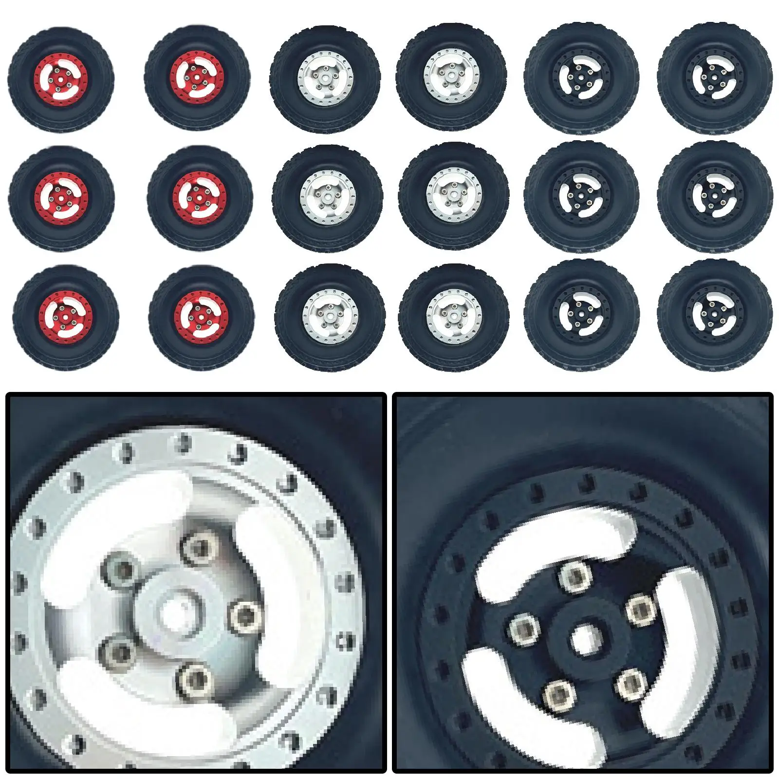 6 Pieces 1/12 1/16 RC Wheels and Tires DIY Tools Upgrade Parts Professional Desert Tires RC Car Wheel for RC Crawler Car RC Car