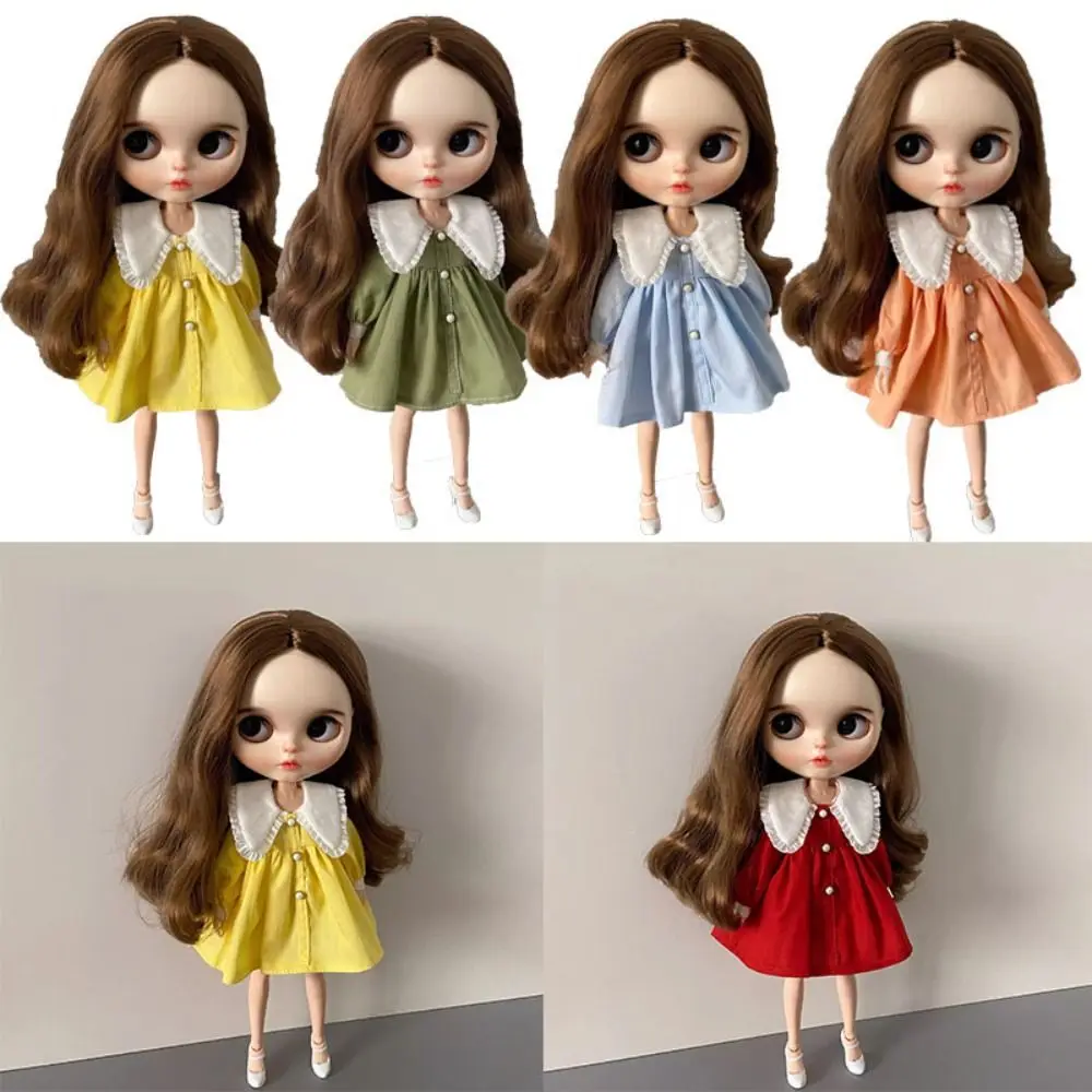 Vestidos con cuello de solapa a la moda, ropa informal, vestidos elegantes de princesa para muñecas, juguetes para niños, accesorios DIY para muñecas Blythe