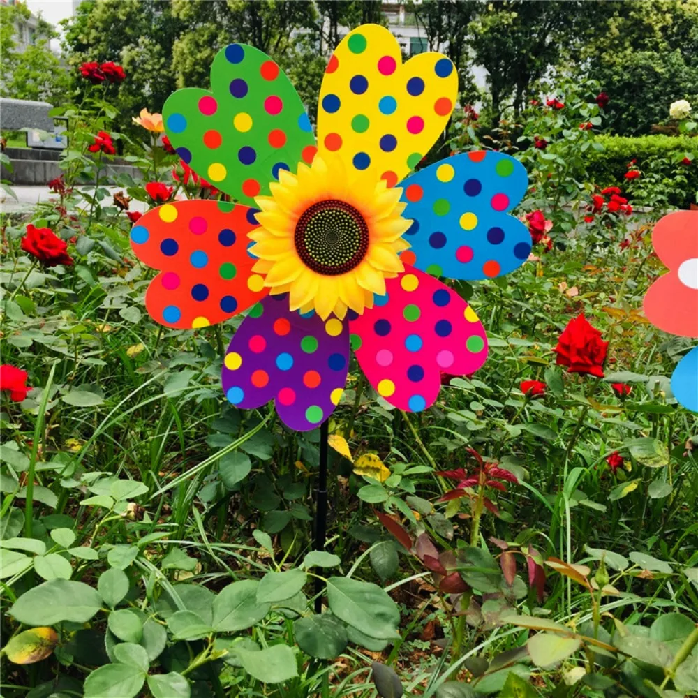 Molino de viento decorativo de girasol para jardín y patio – Liucai, 36 cm PVC