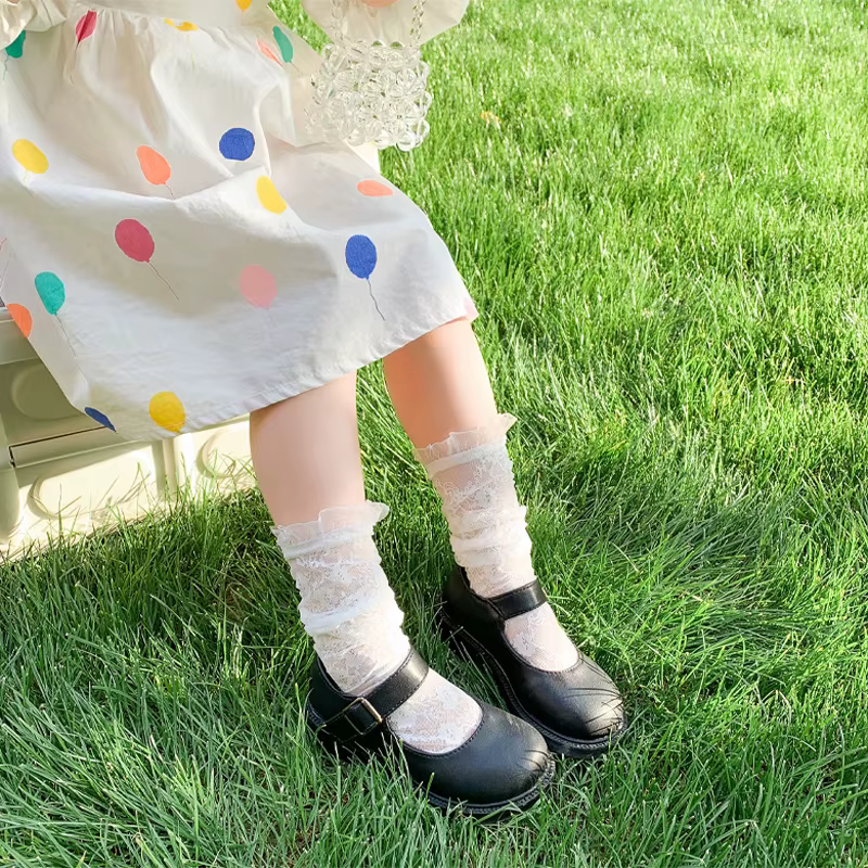 Calcetines de verano jacquard con lazo floral para niños - imagen 4
