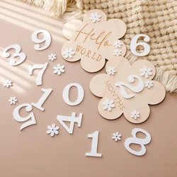Tarjetas de hitos mensuales bebé madera diseño floral