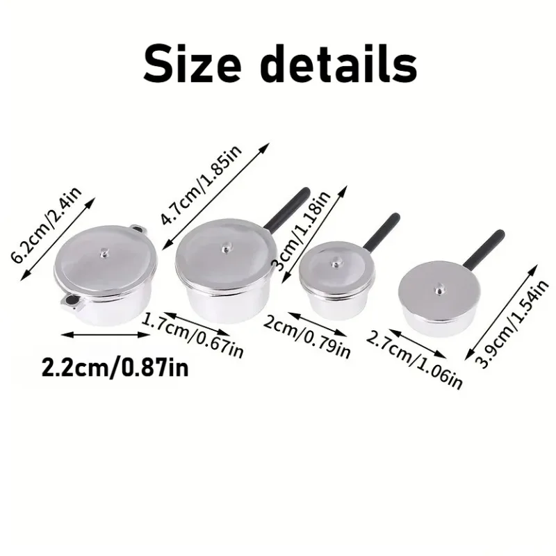 1:12 casa de muñecas cocina miniatura Metal Mini olla conjunto casa de muñecas utensilios de cocina muebles Navidad juego de rol decoración de fiesta regalo - imagen 3