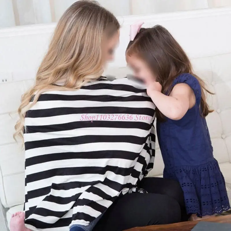 R6FD Enfermería Cubierta tapa bufanda Baby Baby Baby para canopy asiento chal rayas diagonales - imagen 4