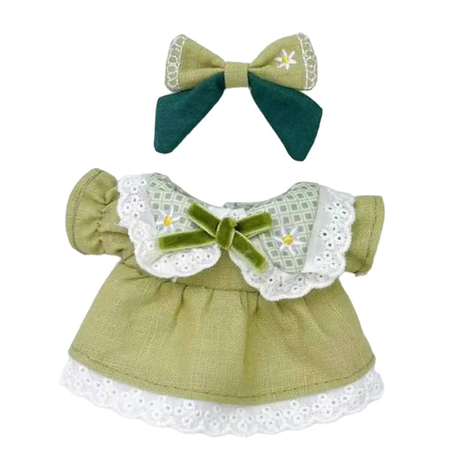 Plush Figure Dress Outfit DIY Hands on Photo Props Fashion Costumes Clothing with Hair Bow Make Your Own Dolls for 17'' Doll