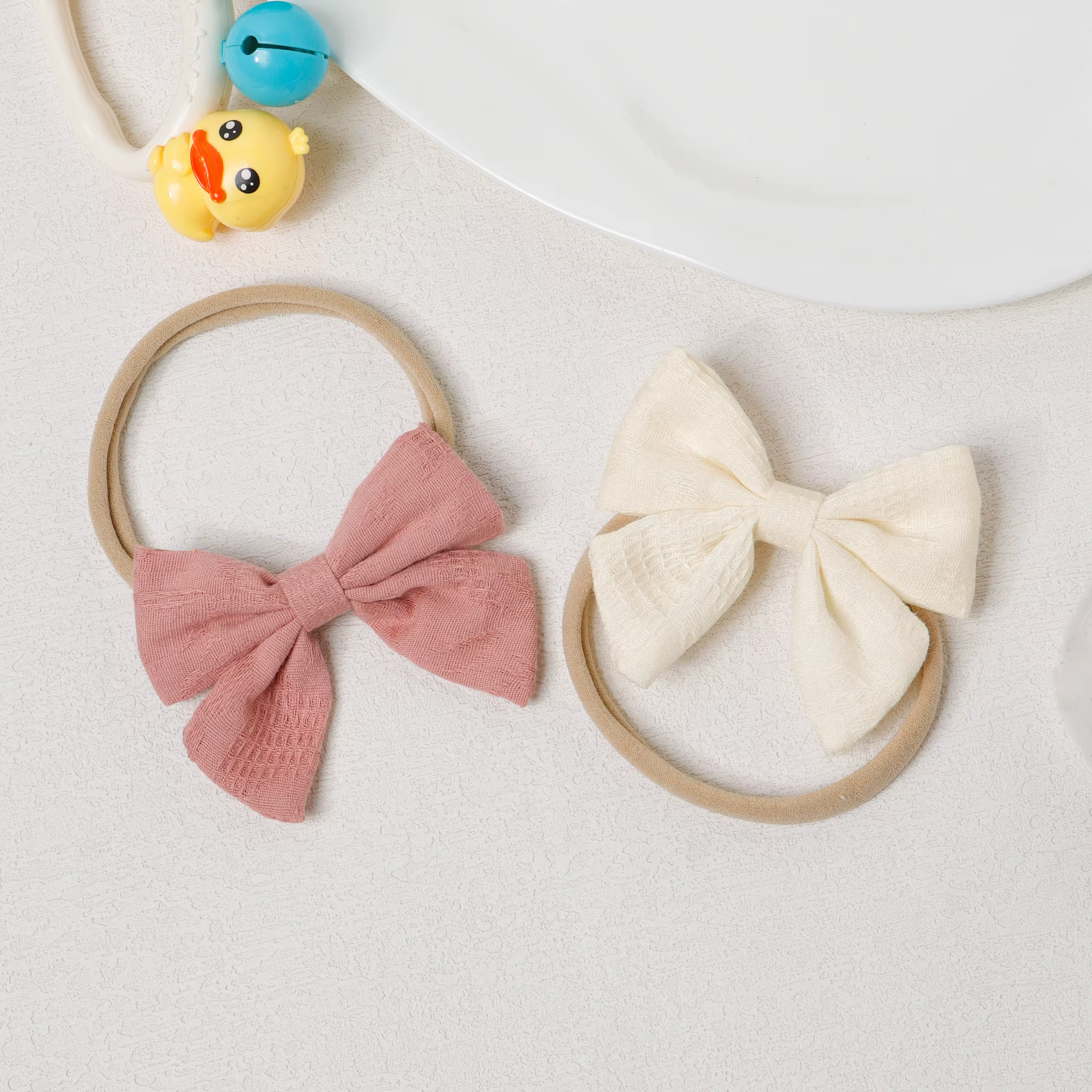 Lazos bordados para pelo de bebé y niñas – Diademas con lazo para coleta - imagen 2