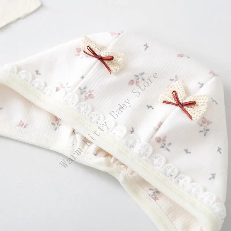 Nuevo oso de dibujos animados accesorios de fotografía recién nacido gorros gorra ajustable de encaje Floral bebé sesión de fotos sombrero capó para bebé de 0 a 5 meses - imagen 4