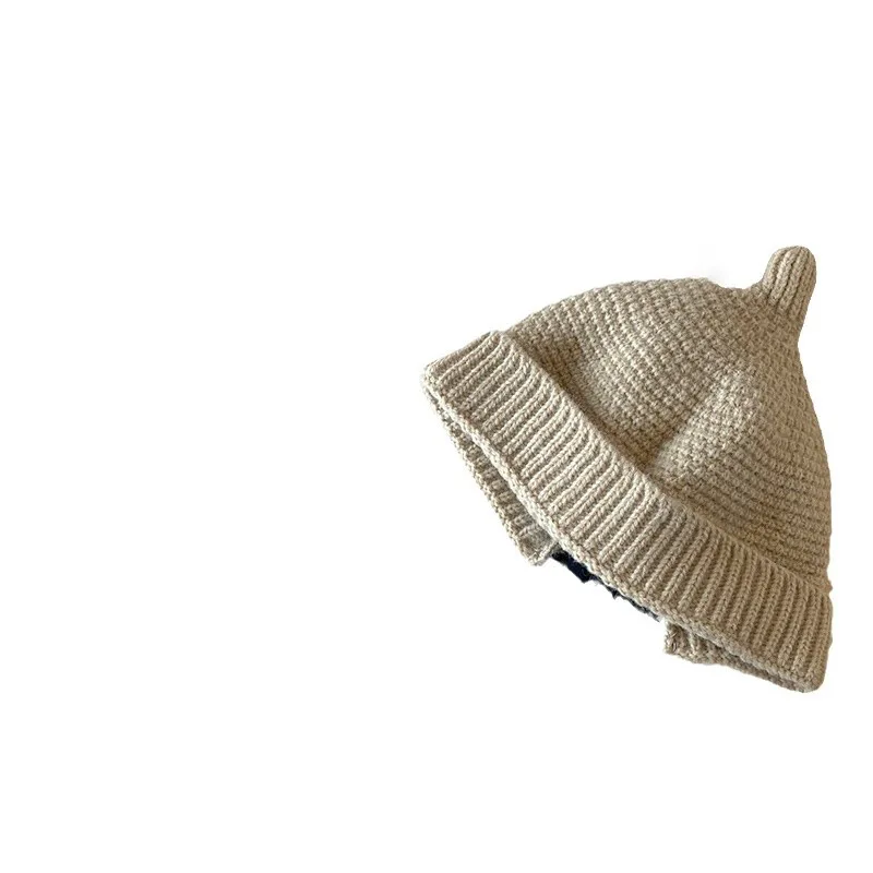Gorro tejido de algodón para bebé – Color sólido, suave y cálido para invierno - imagen 5