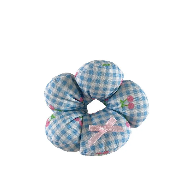 Primavera Verano dulce tela versátil algodón tridimensional flor intestino anillo Floral arco niña bola pelo anillo - imagen 5