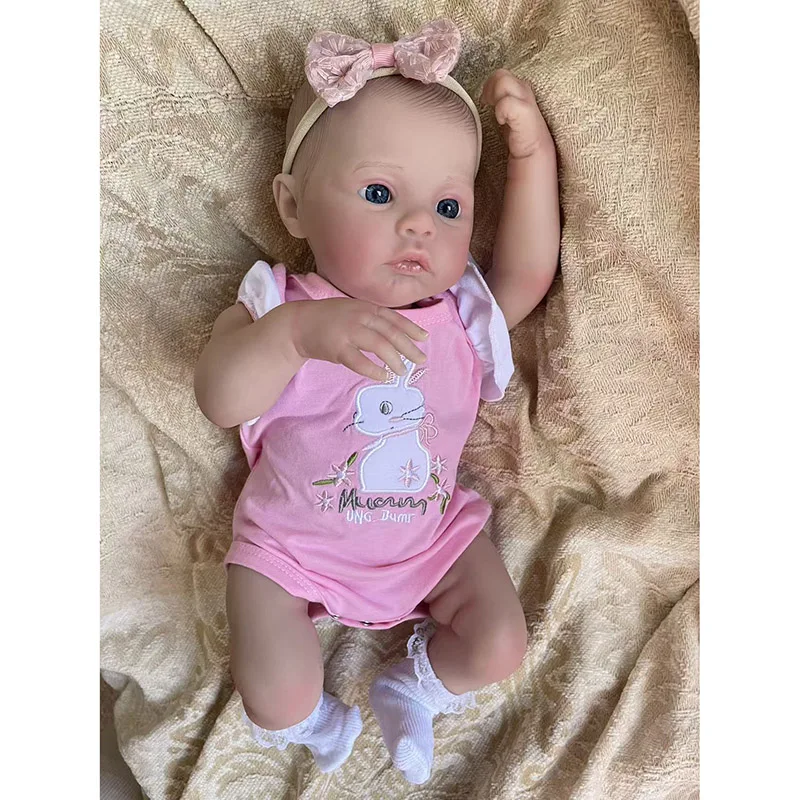 NPK 45cm 100% pintura a mano piel 3D muñeca artística coleccionable con venas visibles tela suave cuerpo Reborn Meadow Bebe juguetes regalo - imagen 2