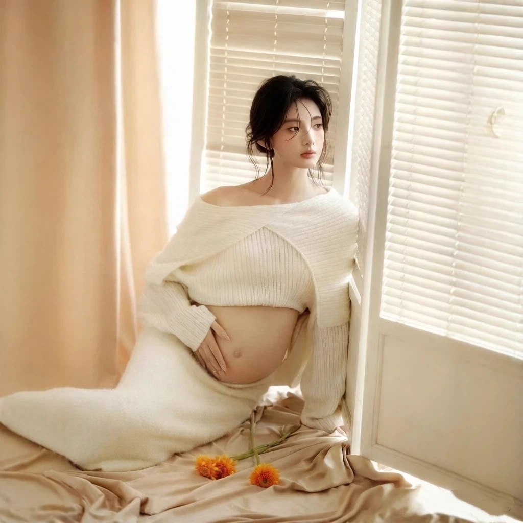 Conjunto de premamá para sesión de fotos: vestido y falda - imagen 2