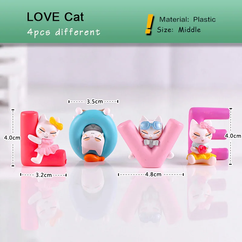 Estatuilla en miniatura de gato de la suerte, gatitos de dibujos animados, gatos, paisaje de animales, pastel, coche, jardín, decoración del hogar, regalo decorativo, artesanía de plástico - imagen 4