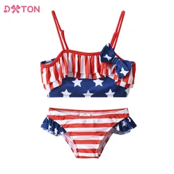 DXTON Traje de baño niña estampado bandera estrellas verano