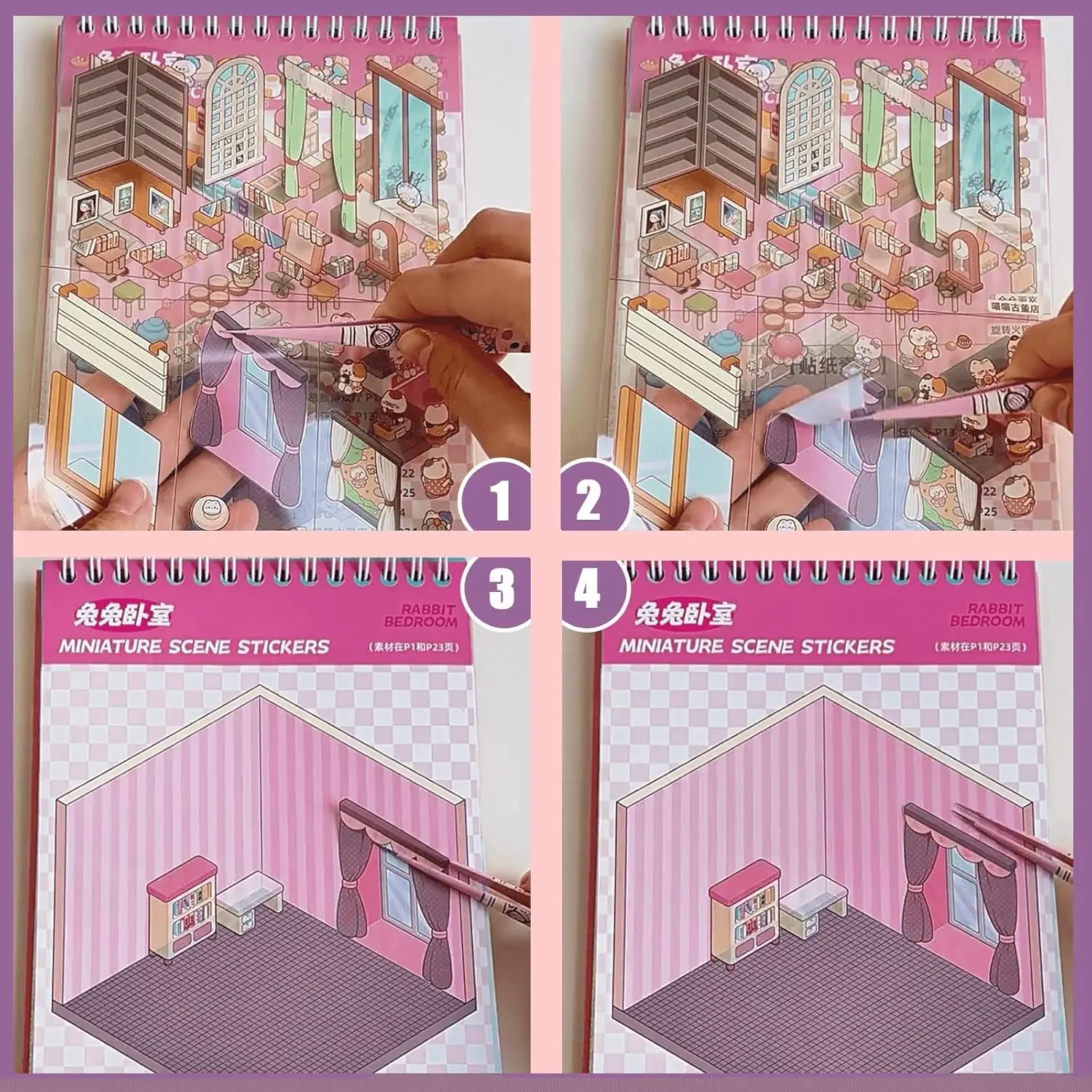 Libro de pegatinas 3D para niñas - Escenas isométricas de casa - imagen 5