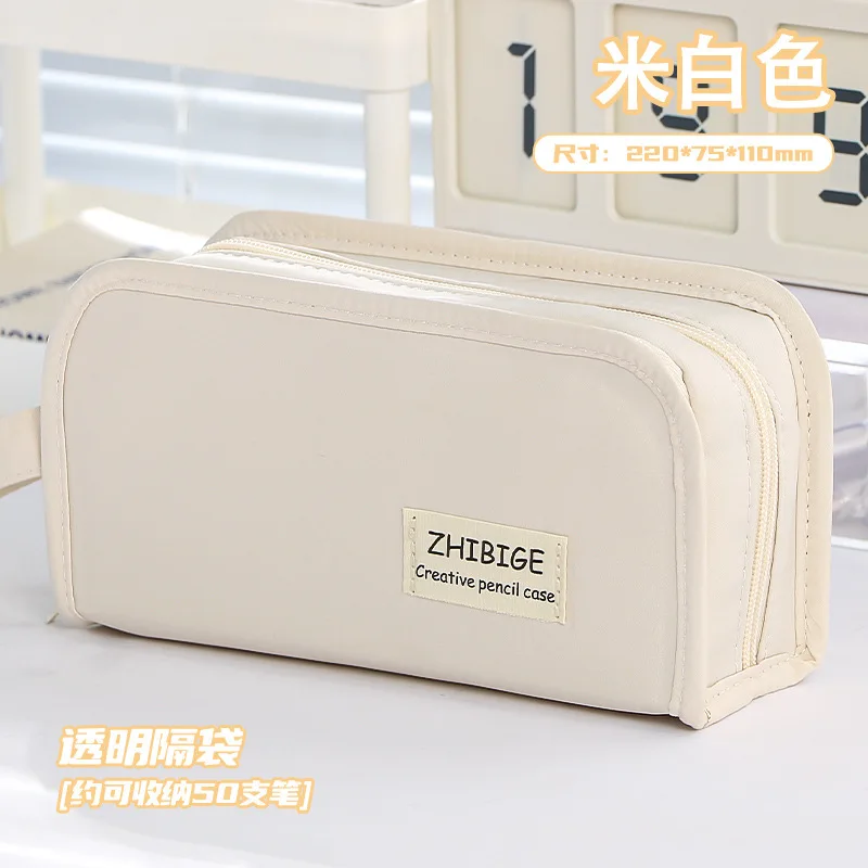 Estuche transparente para lápices, caja de papelería de Color sólido, estuche para lápices de gran capacidad, estuches para lápices de papelería para la vuelta a la escuela - imagen 5