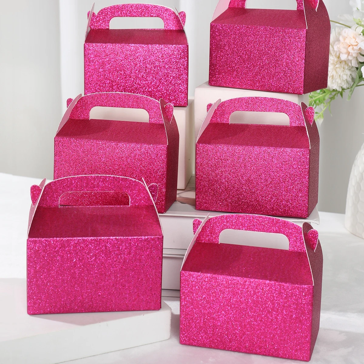 Caja de dulces brillante de 6 piezas, cajas de embalaje de regalo para el Día de San Valentín, regalos para niñas, recuerdos de boda y decoraciones para fiestas de cumpleaños