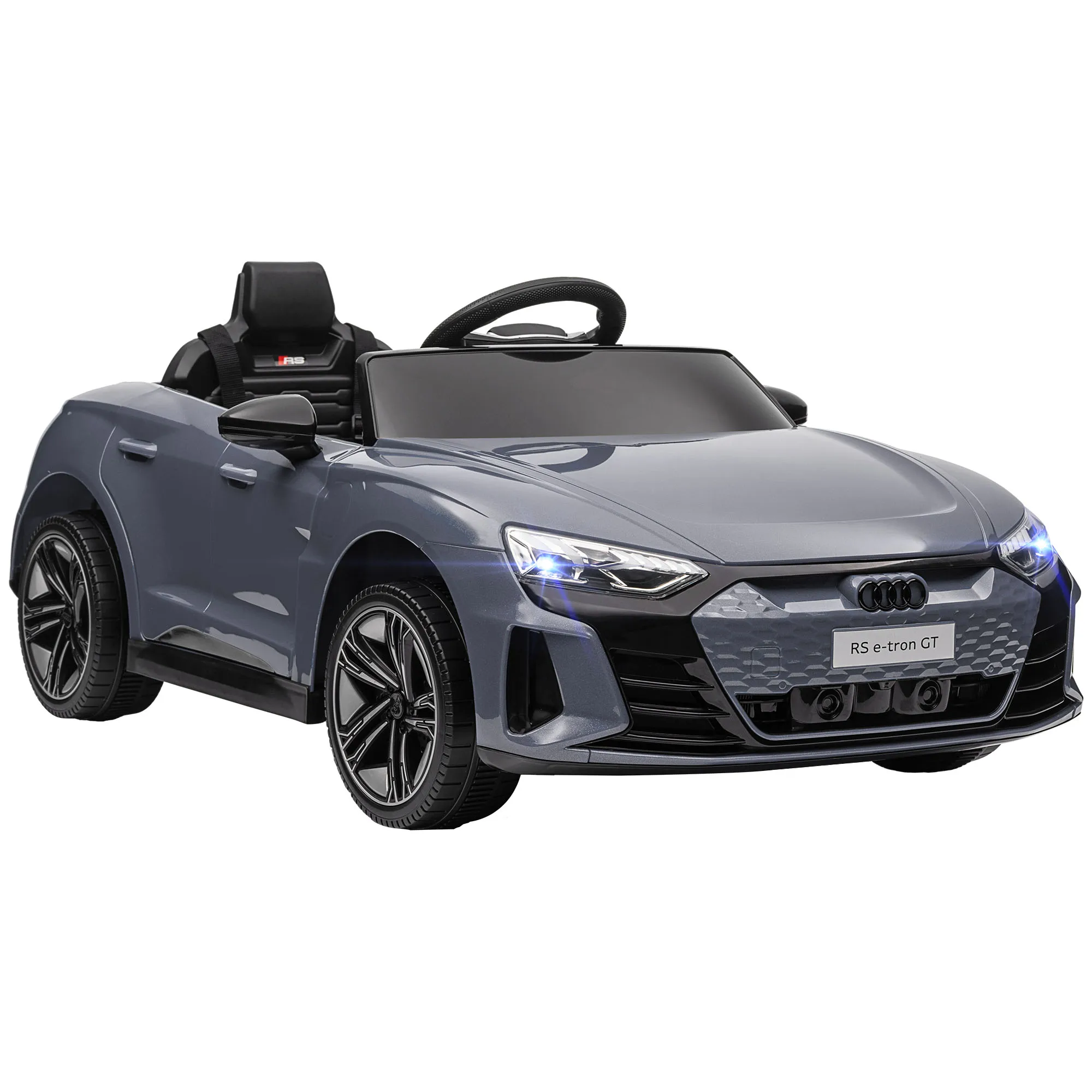 HOMCOM Coche Eléctrico para Niños de +3 Años AUDI RS e-tron GT Coche de Batería 12V con Mando a Distancia Faros LED Bocina Música USB y Apertura de Puerta 3-5 km/h