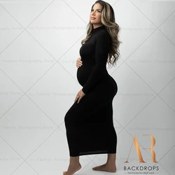 Vestido de maternidad cuello alto para sesión fotográfica y bienvenida