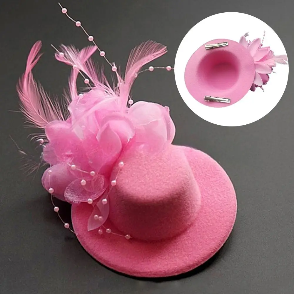 Sombrero pillbox infantil con flores y plumas, para fiestas - imagen 2