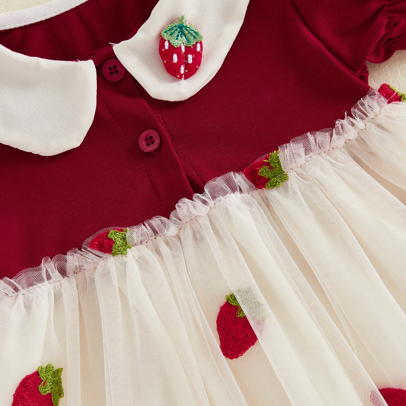 Vestido de tul fresa con patchwork y cuello muñeca para niña - imagen 4