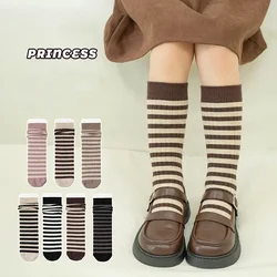 Calcetines rayas niño – Lana cachemira suave color café