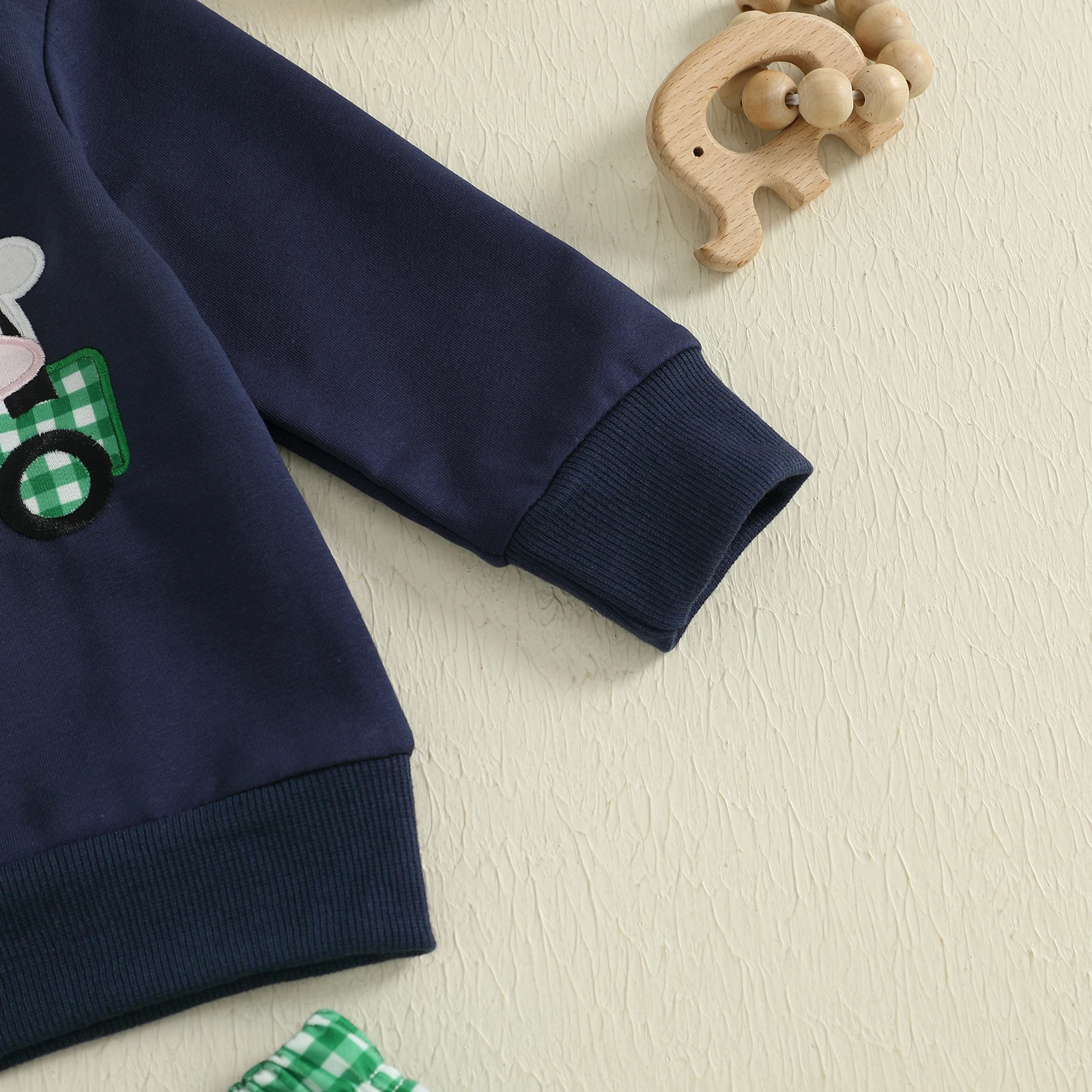 SUNSIOM-Conjunto de pantalones de otoño para bebés de 0 a 3 años, sudadera de vaca bordada con cuello redondo de manga larga y pantalones de chándal a cuadros, ropa infantil - imagen 5