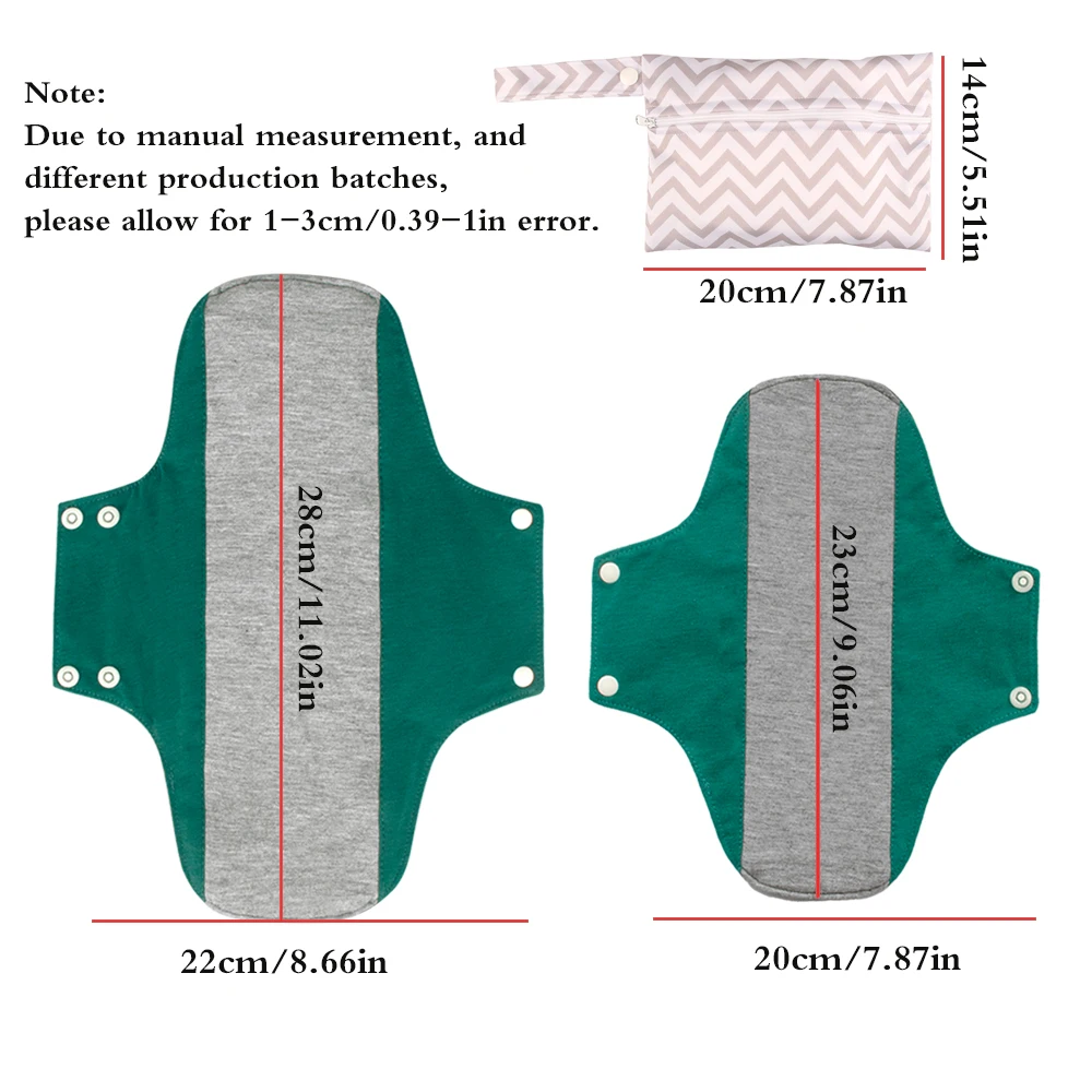3 unids/set de compresas menstruales reutilizables para juntas mensuales, bragas para mujer, servilleta sanitaria lavable, toallas de higiene femenina para uso diario - imagen 2