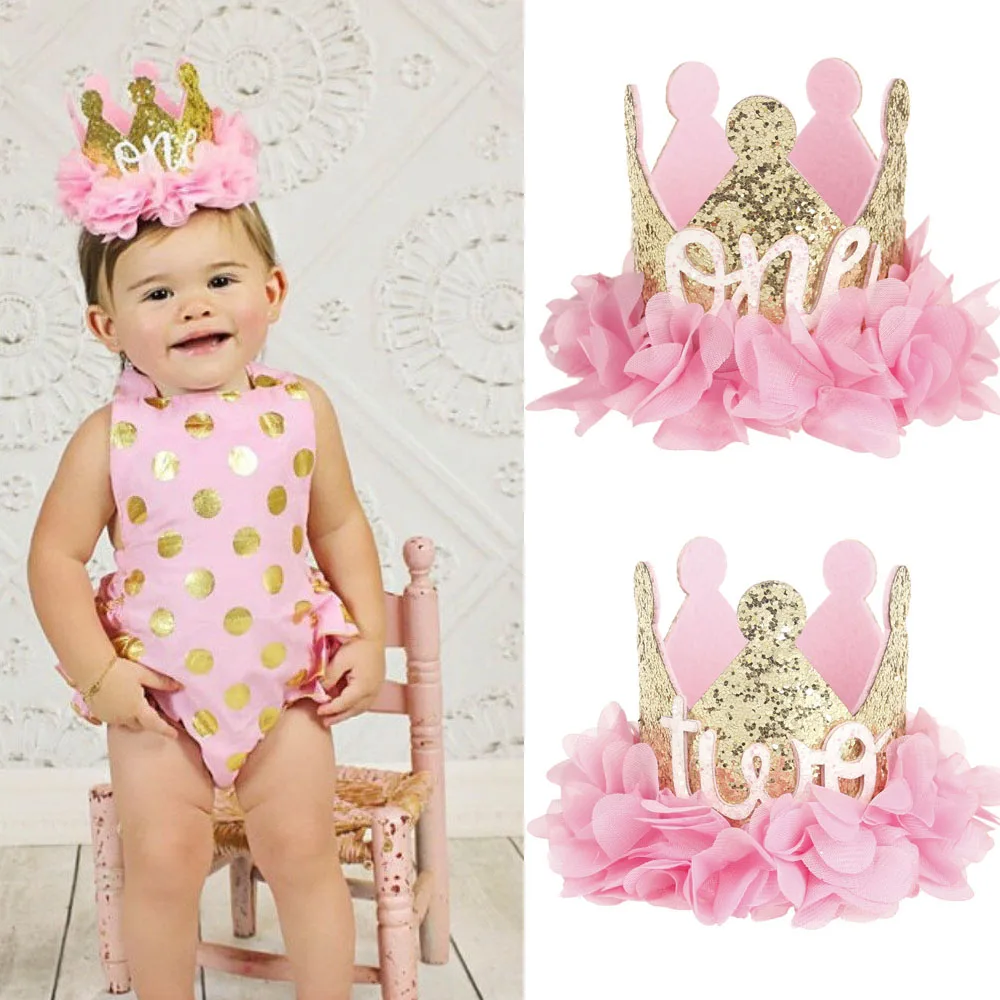 Diadema de fiesta con corona de flores, diadema de princesa para niña, sombrero de fiesta de 1er cumpleaños, accesorios de fotografía - imagen 2