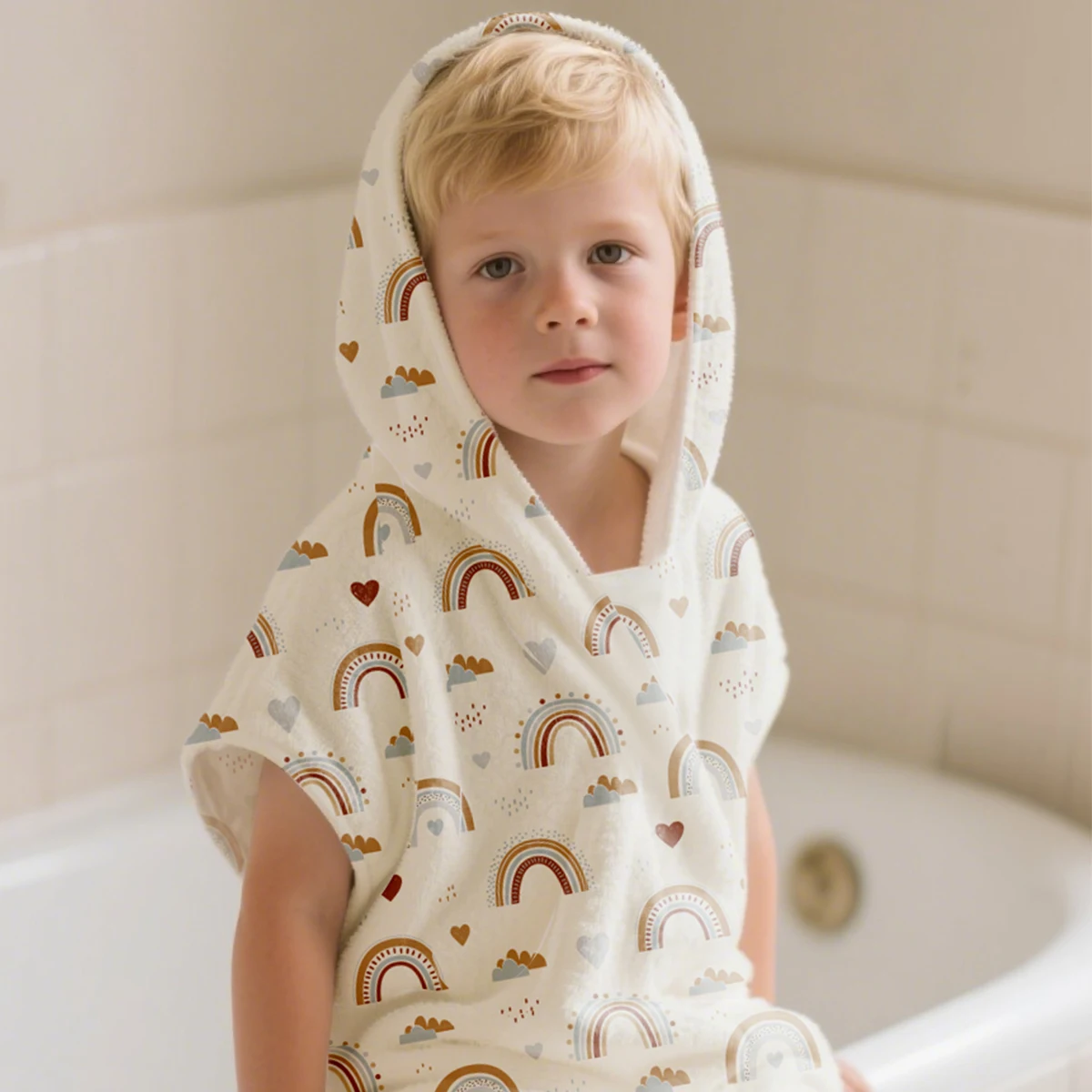 HappyFlute-Toallas de baño con capucha para niños, 61x61CM, toallitas de invierno gruesas de terciopelo Coral, estampado bonito, remolque de natación en la playa para niñas y niños - imagen 4