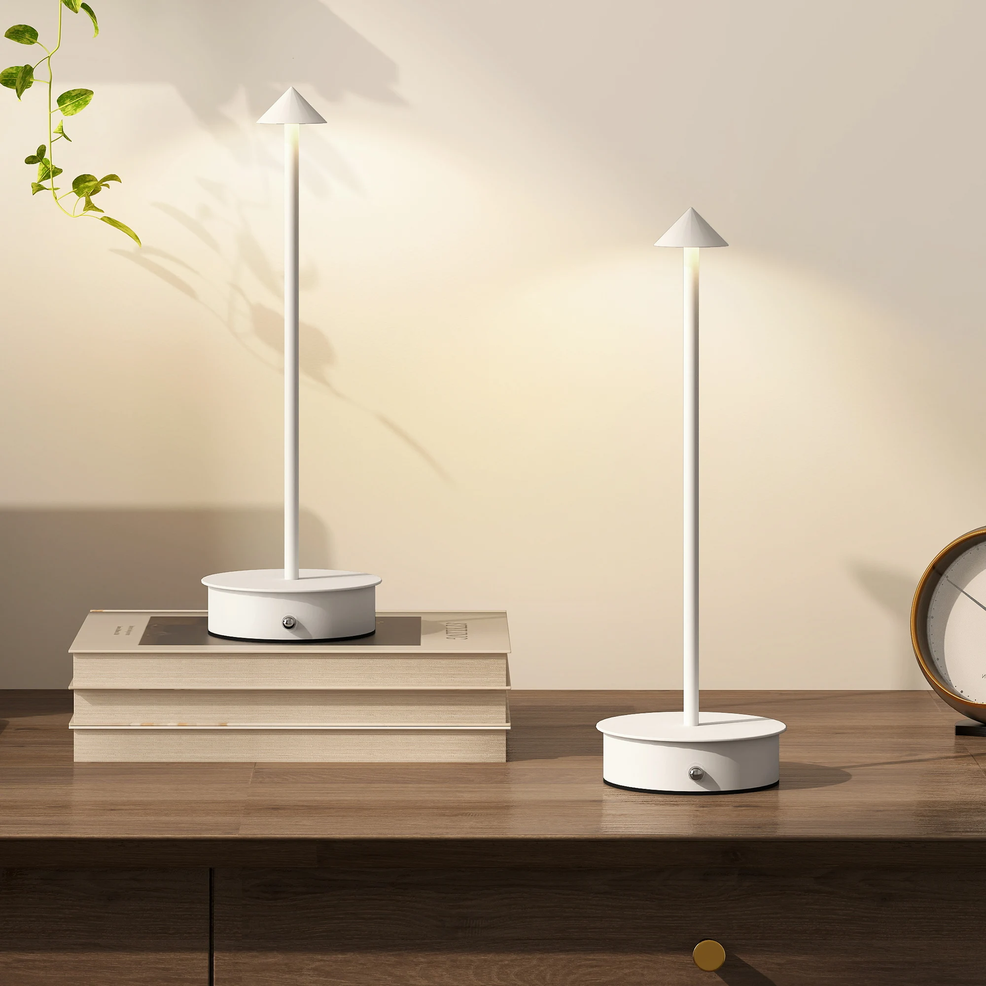 HOMCOM Juego de 2 Lámparas de Mesa Recargables por USB, Lámparas de Mesita de Noche Regulables con Control Táctil, 3000K/4500K/6000K, Luz LED Incluida, para Dormitorio, Salón u Oficina, Blanco - imagen 2