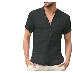Camisa de manga corta delgada con cuello alto semicerrado